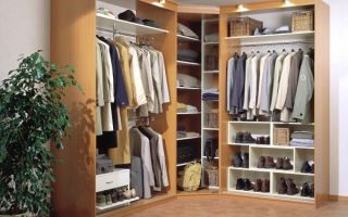 Types de dressings d'angle dans la chambre, conseils de placement