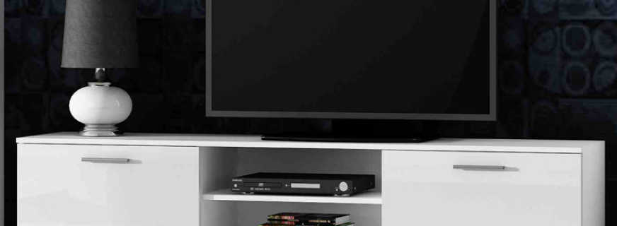 What options for TV stands in white are found